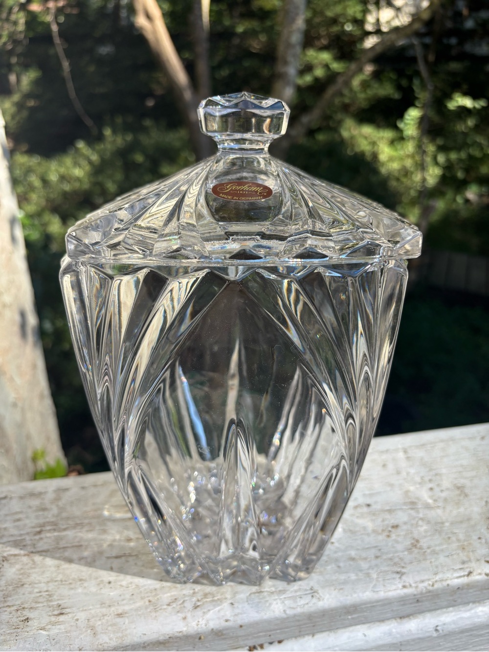 Gorham Lead Crystal Biscuit Barrel or Covered Candy Cookie Jar Mint Condition